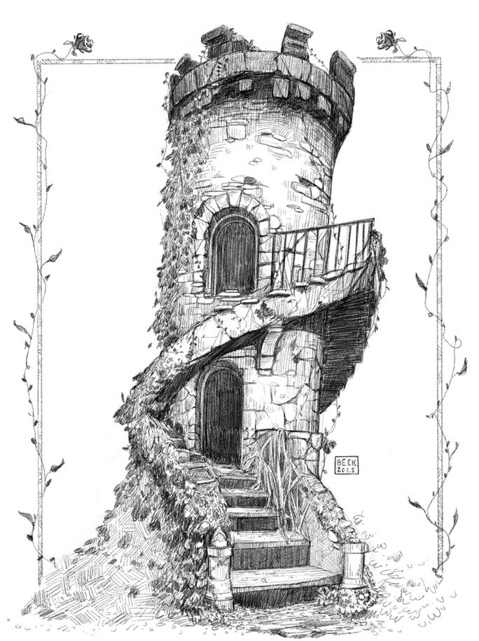 Fantasy Tower in Pen and Ink